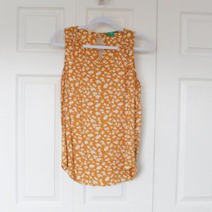 Dip golden yellow and white ditsy floral tank top size Small